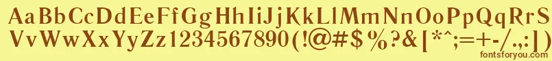 フォントLiteraturnayaBold.001.001 – 茶色の文字が黄色の背景にあります。