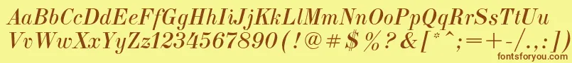 ElizabethcItalic-fontti – ruskeat fontit keltaisella taustalla