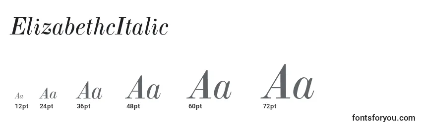 Размеры шрифта ElizabethcItalic