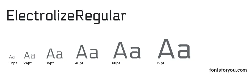 Размеры шрифта ElectrolizeRegular