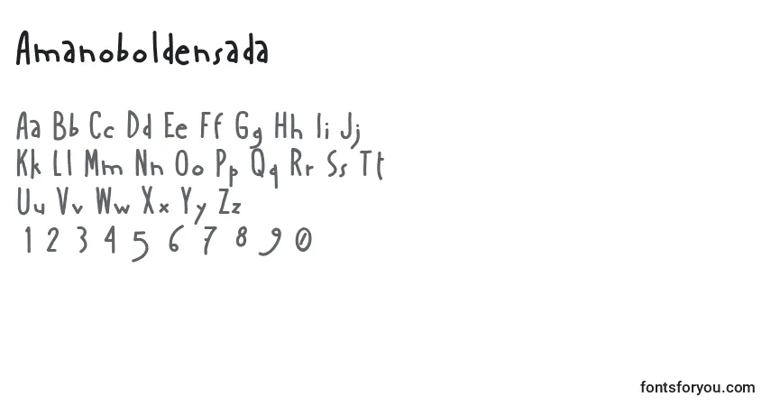 Czcionka Amanoboldensada – alfabet, cyfry, specjalne znaki
