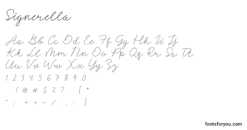 Schriftart Signerella – Alphabet, Zahlen, spezielle Symbole