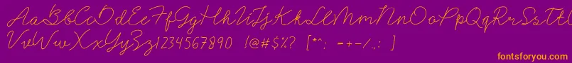 Signerella-Schriftart – Orangefarbene Schriften auf violettem Hintergrund