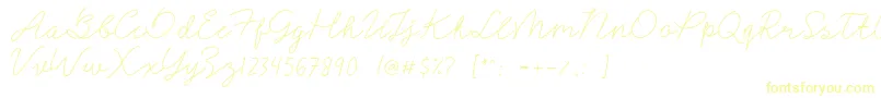 フォントSignerella – 白い背景に黄色の文字