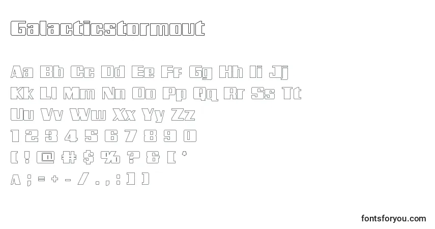 Шрифт Galacticstormout – алфавит, цифры, специальные символы