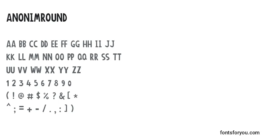Fuente Anonimround - alfabeto, números, caracteres especiales