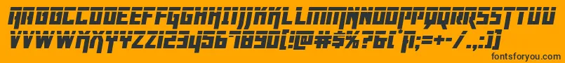 Dangerflightlaserital-Schriftart – Schwarze Schriften auf orangefarbenem Hintergrund