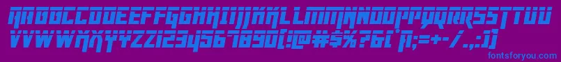 Dangerflightlaserital-Schriftart – Blaue Schriften auf violettem Hintergrund