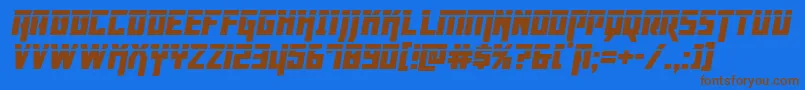Dangerflightlaserital-Schriftart – Braune Schriften auf blauem Hintergrund