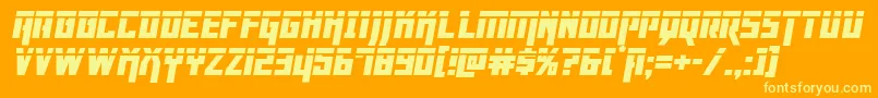 Dangerflightlaserital-Schriftart – Gelbe Schriften auf orangefarbenem Hintergrund