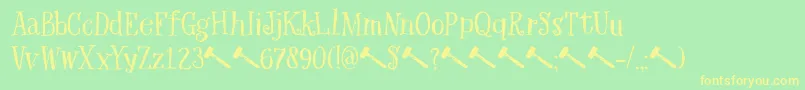 DkHexenhammer-Schriftart – Gelbe Schriften auf grünem Hintergrund