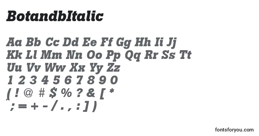 BotandbItalicフォント–アルファベット、数字、特殊文字
