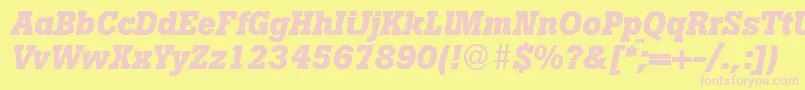 BotandbItalic-fontti – vaaleanpunaiset fontit keltaisella taustalla