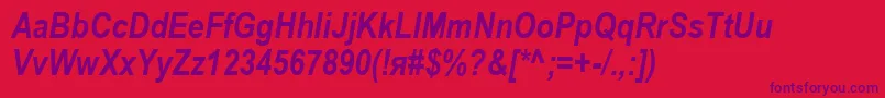 AriacBoldItalic Font – Purple Fonts on Red Background