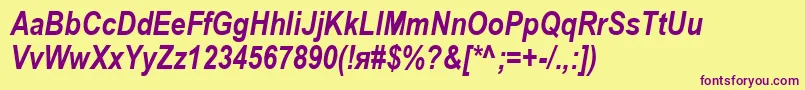 AriacBoldItalic Font – Purple Fonts on Yellow Background