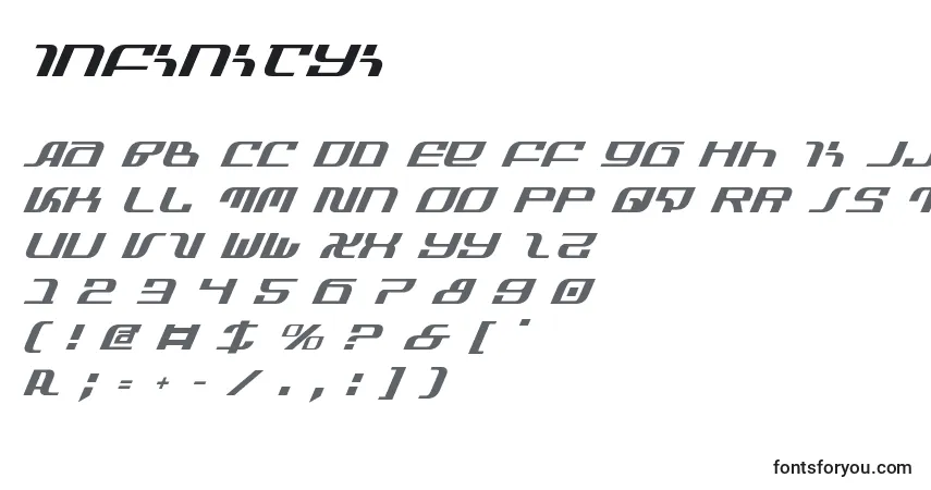 Fuente Infinityi - alfabeto, números, caracteres especiales