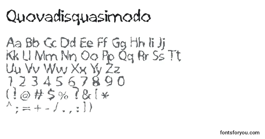 Czcionka Quovadisquasimodo – alfabet, cyfry, specjalne znaki
