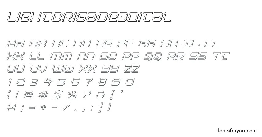 Schriftart Lightbrigade3Dital – Alphabet, Zahlen, spezielle Symbole