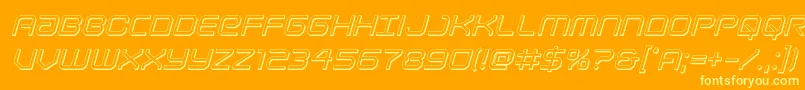 Lightbrigade3Dital-Schriftart – Gelbe Schriften auf orangefarbenem Hintergrund