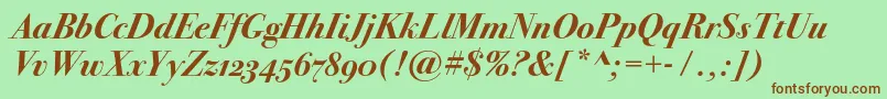 Bodoni72oscBolditalic Font – Brown Fonts on Green Background