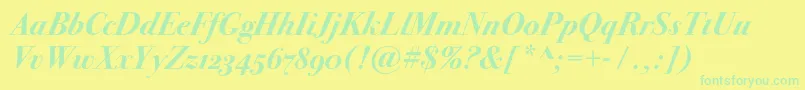 fuente Bodoni72oscBolditalic – Fuentes Verdes Sobre Fondo Amarillo