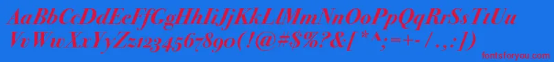 Bodoni72oscBolditalic Font – Red Fonts on Blue Background