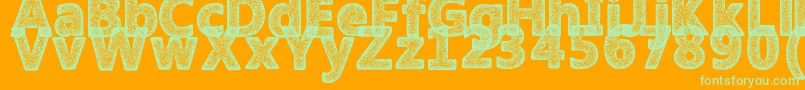 Fonte AmokyHalftoneTypeface – fontes verdes em um fundo laranja
