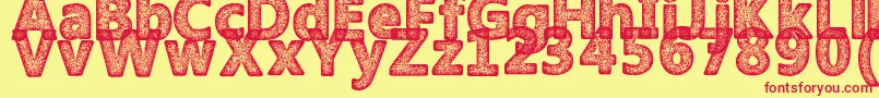 AmokyHalftoneTypeface Font – Red Fonts on Yellow Background