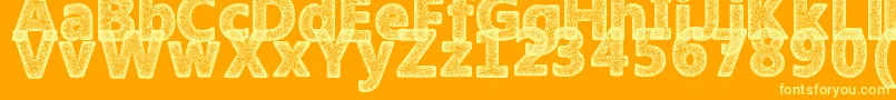 Czcionka AmokyHalftoneTypeface – żółte czcionki na pomarańczowym tle