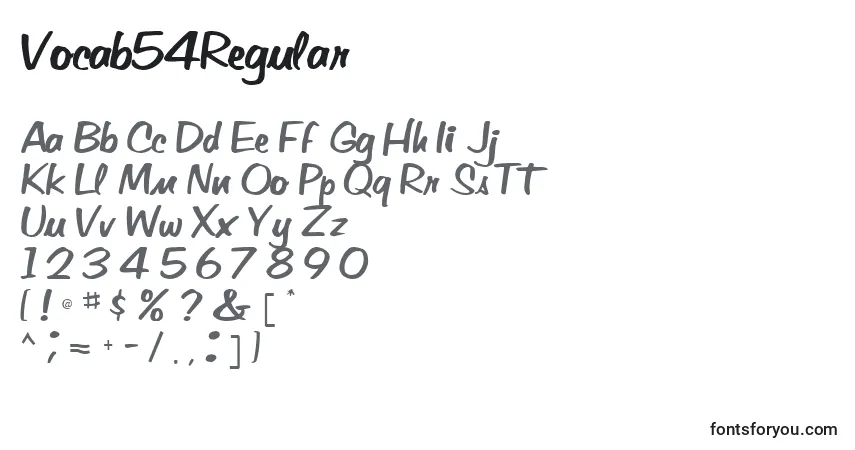 Vocab54Regular-fontti – aakkoset, numerot, erikoismerkit
