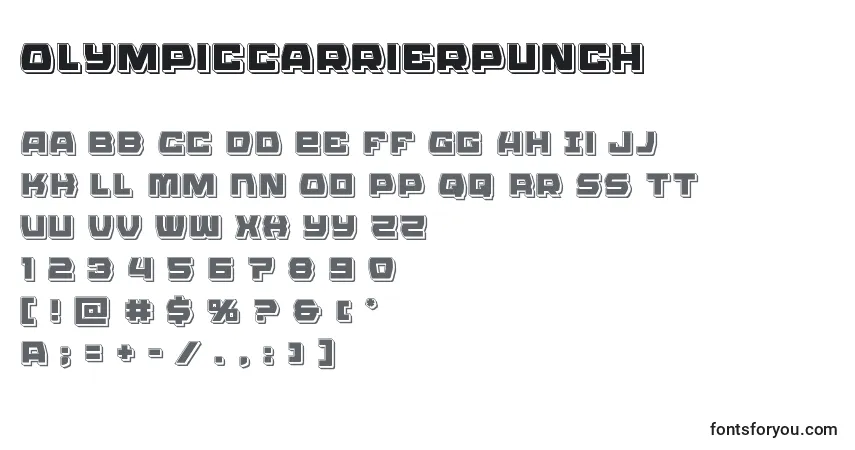 Olympiccarrierpunchフォント–アルファベット、数字、特殊文字
