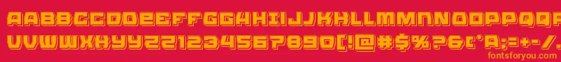 Olympiccarrierpunch-Schriftart – Orangefarbene Schriften auf rotem Hintergrund