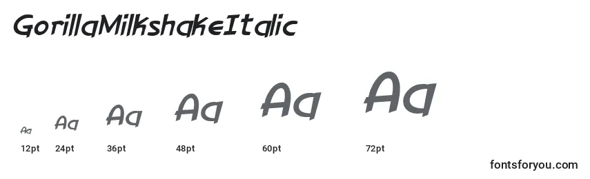 GorillaMilkshakeItalic Font Sizes