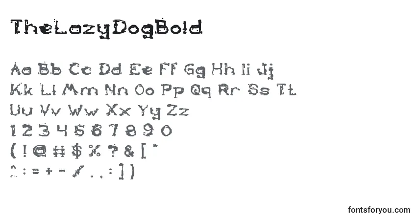 Czcionka TheLazyDogBold – alfabet, cyfry, specjalne znaki