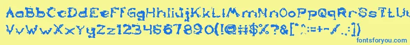 TheLazyDogBold Font – Blue Fonts on Yellow Background