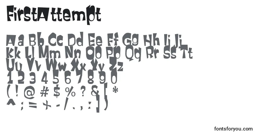 Шрифт FirstAttempt – алфавит, цифры, специальные символы