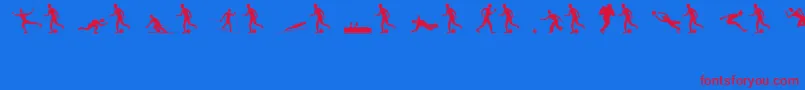 Czcionka Sportsfi – czerwone czcionki na niebieskim tle
