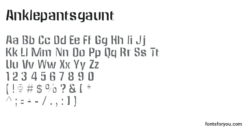 Czcionka Anklepantsgaunt – alfabet, cyfry, specjalne znaki