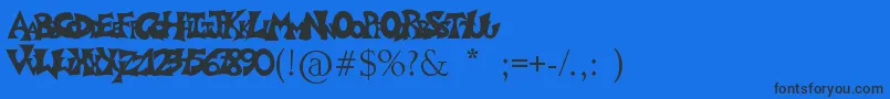 Graffitiposter Font – Black Fonts on Blue Background