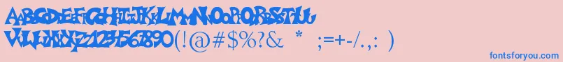 Graffitiposter Font – Blue Fonts on Pink Background