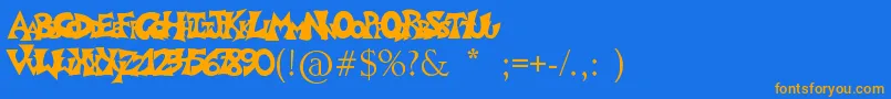 Graffitiposter Font – Orange Fonts on Blue Background