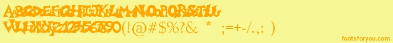Graffitiposter Font – Orange Fonts on Yellow Background