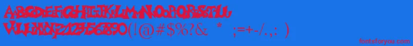 Graffitiposter-Schriftart – Rote Schriften auf blauem Hintergrund