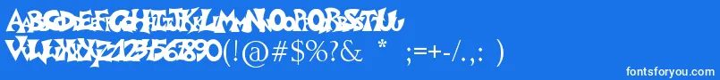 Graffitiposter Font – White Fonts on Blue Background