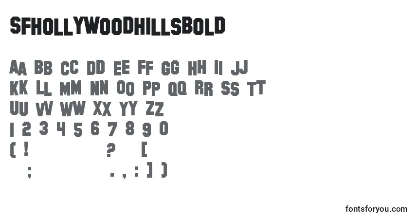 Шрифт SfHollywoodHillsBold – алфавит, цифры, специальные символы