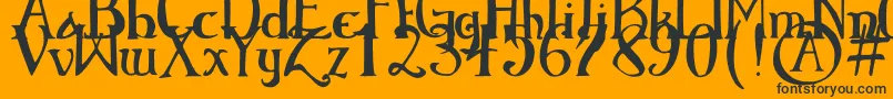 ElementaryGothicBookhand-Schriftart – Schwarze Schriften auf orangefarbenem Hintergrund