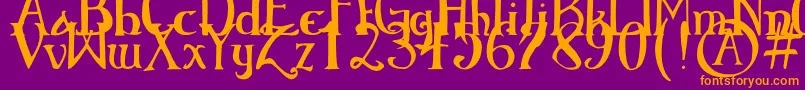 ElementaryGothicBookhand Font – Orange Fonts on Purple Background