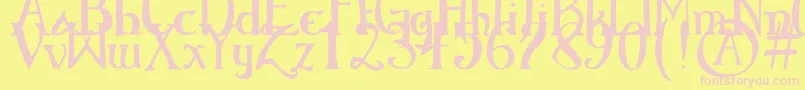ElementaryGothicBookhand Font – Pink Fonts on Yellow Background