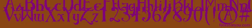 ElementaryGothicBookhand Font – Purple Fonts on Brown Background