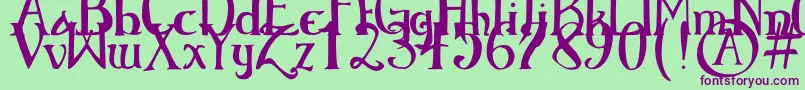 ElementaryGothicBookhand-Schriftart – Violette Schriften auf grünem Hintergrund